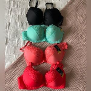 Elegant Women's Lace Bra Set - Black, Mint, Coral, Red